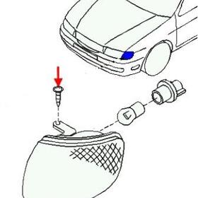 схема крепления указателя поворота Nissan Almera N15 (1995-2000)